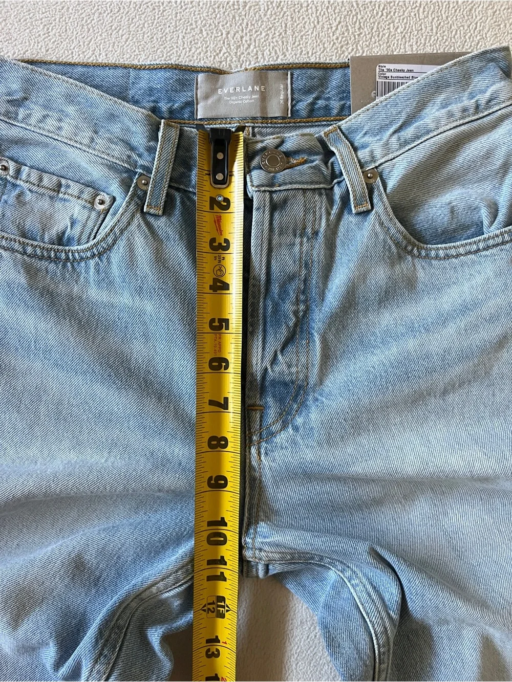 NEW Everlane 90s Cheeky Jeans Vintage Sunbleached Blue Straight Leg Button Fly